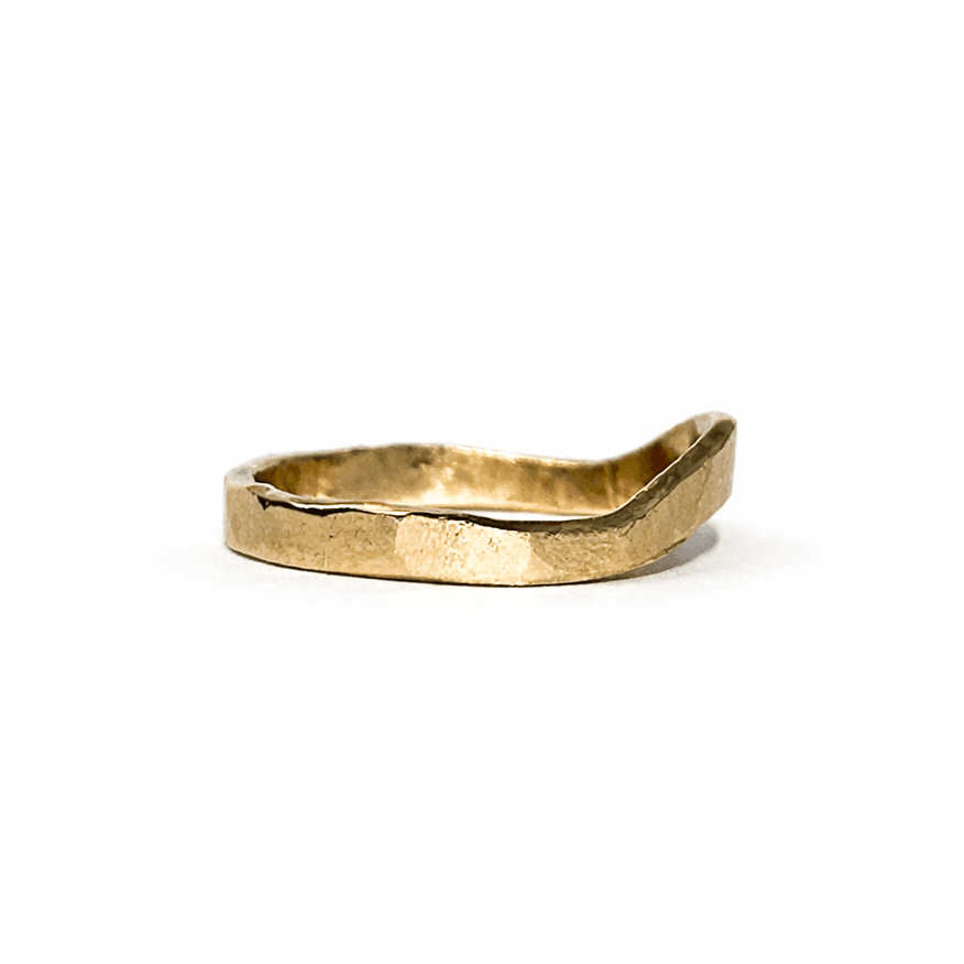 Landscape Curved Hammered Gold Stacking Ring - MTD