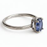 Blue Tang Oval Sapphire Hammered White Gold Engagement Ring - MTD