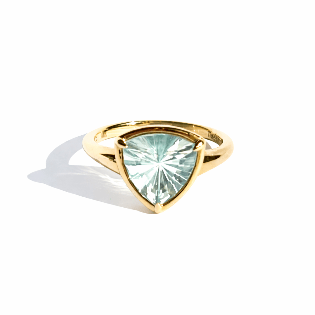 Blue Comet Fantasy Trillion Cut Starbright Aquamarine Engagement Ring - MTD