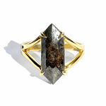 Juliet Elongated Hexagon Salt and Pepper Diamond Split Shank Engagement Ring - MTD