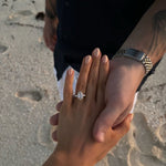 Aaliyah Three Stone Elongated Hexagon Moissanite Engagement Ring - MTD