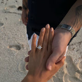 Aaliyah Three Stone Elongated Hexagon Moissanite Engagement Ring - MTD