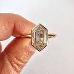 Ariel Elongated Hexagon Step Cut Bezel Set Engagement Ring - MTD