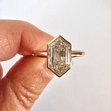 Ariel Elongated Hexagon Step Cut Bezel Set Engagement Ring - MTD