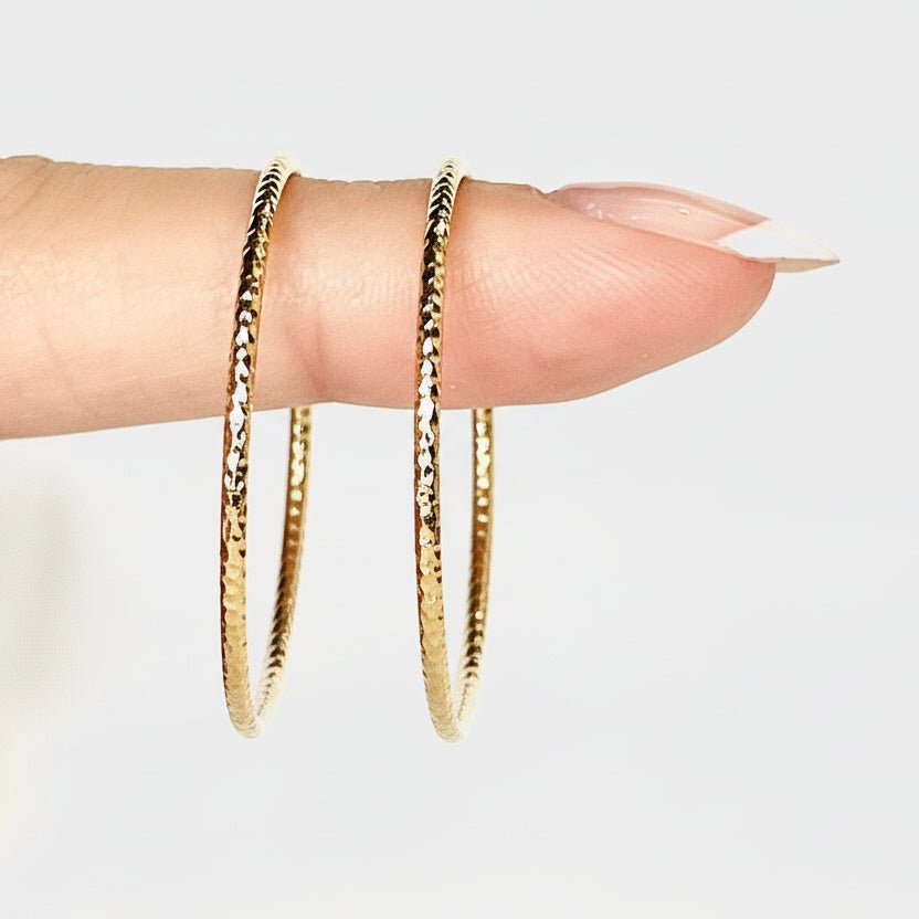 Harper Textured Round Gold Hoop Earrings - MTD