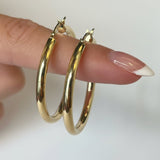 Maya Large Smooth Gold Hollow Hoop Earrings - MTD