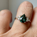 Royal Fern Pear Green Sapphire and Diamond Engagement Ring - MTD