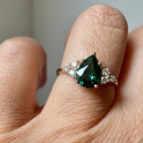 Royal Fern Pear Green Sapphire and Diamond Engagement Ring - MTD