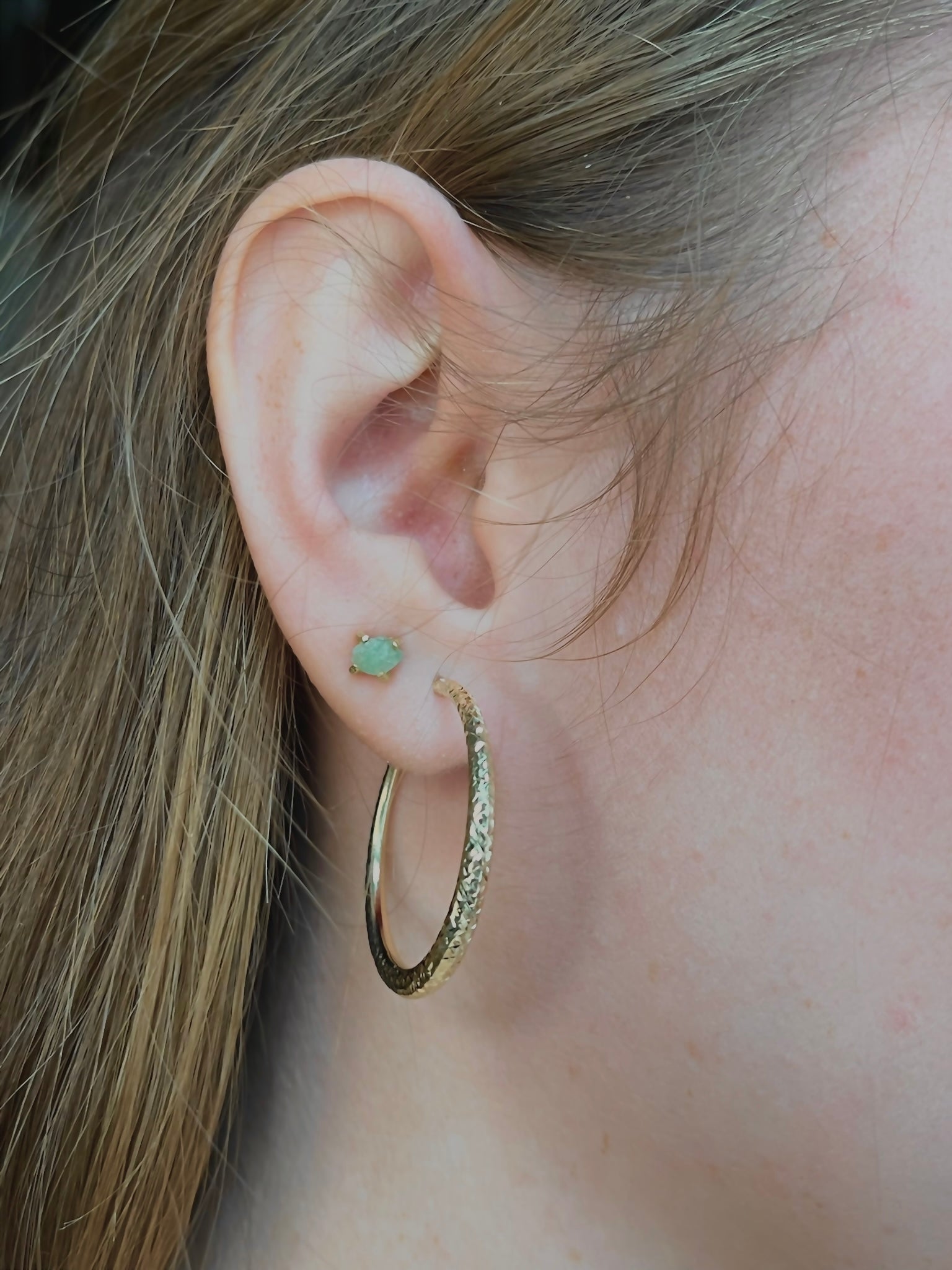 Shay Textured Hollow Gold Hoop Earrings - MTD