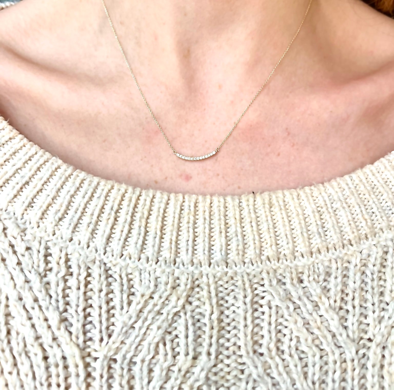 Rowan Curved Diamond Bar Necklace - MTD