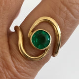 Evergreen Round Emerald Bezel Set Engagement Ring