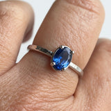 Blue Tang Oval Sapphire Hammered White Gold Engagement Ring - MTD