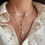 Diamond Pebbles Necklace | 14k Hammered Gold Diamond Necklace - MTD