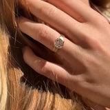 Serenity Round Diamond Engagement Ring with Wide Hammered Gold Band