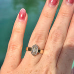 Jane Elongated Hexagon Step Cut Bezel Set Diamond Engagement Ring - MTD