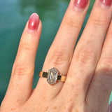 Jane Elongated Hexagon Step Cut Bezel Set Diamond Engagement Ring - MTD