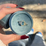 Aqua Three Stone Bezel Set Aquamarine Engagement Ring - MTD