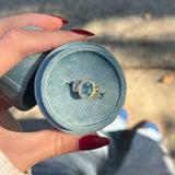 Aqua Three Stone Bezel Set Aquamarine Engagement Ring - MTD