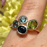 Sea Glass Bezel Set Gemstone Cluster Ring
