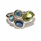Sea Glass Bezel Set Gemstone Cluster Ring