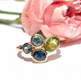 Sea Glass Bezel Set Gemstone Cluster Ring