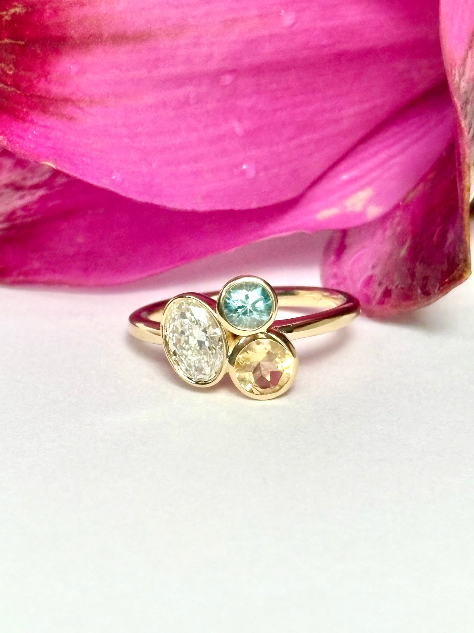 Sunlit Sea Bezel Set Cluster Ring - MTD