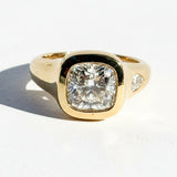 Lisette Two Stone Cushion Cut Diamond Signet Style Engagement Ring - MTD