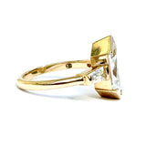 Aaliyah Three Stone Elongated Hexagon Moissanite Engagement Ring