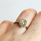 Nora Salt and Pepper Elongated Hexagon Diamond Engagement Ring