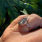Wendy Pear Salt and Pepper Diamond Hammered Halo Engagement Ring - MTD