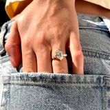 Aaliyah Three Stone Elongated Hexagon Moissanite Engagement Ring