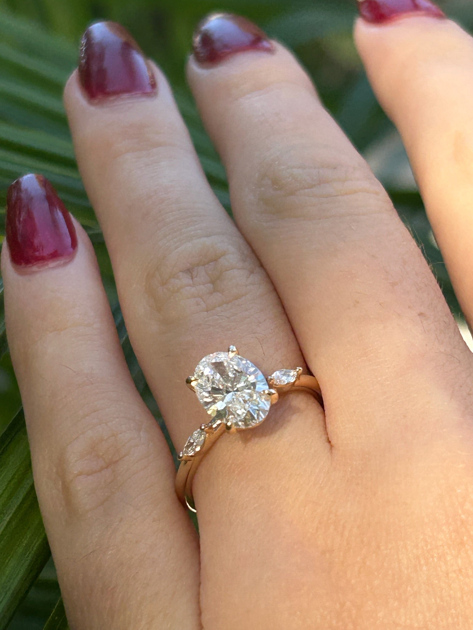 Annmarie Three Stone Oval and Marquise Diamond Engagement Ring - MTD