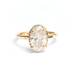 Elsie Oval Moissanite Hammered Halo Engagement Ring Ready to Ship - MTD