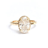 Elsie Oval Moissanite Hammered Halo Engagement Ring Ready to Ship - MTD