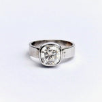 Brielle Bezel Set White Gold Moissanite Engagement Ring Ready to Ship - MTD