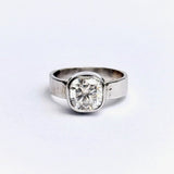 Brielle Bezel Set White Gold Moissanite Engagement Ring Ready to Ship - MTD