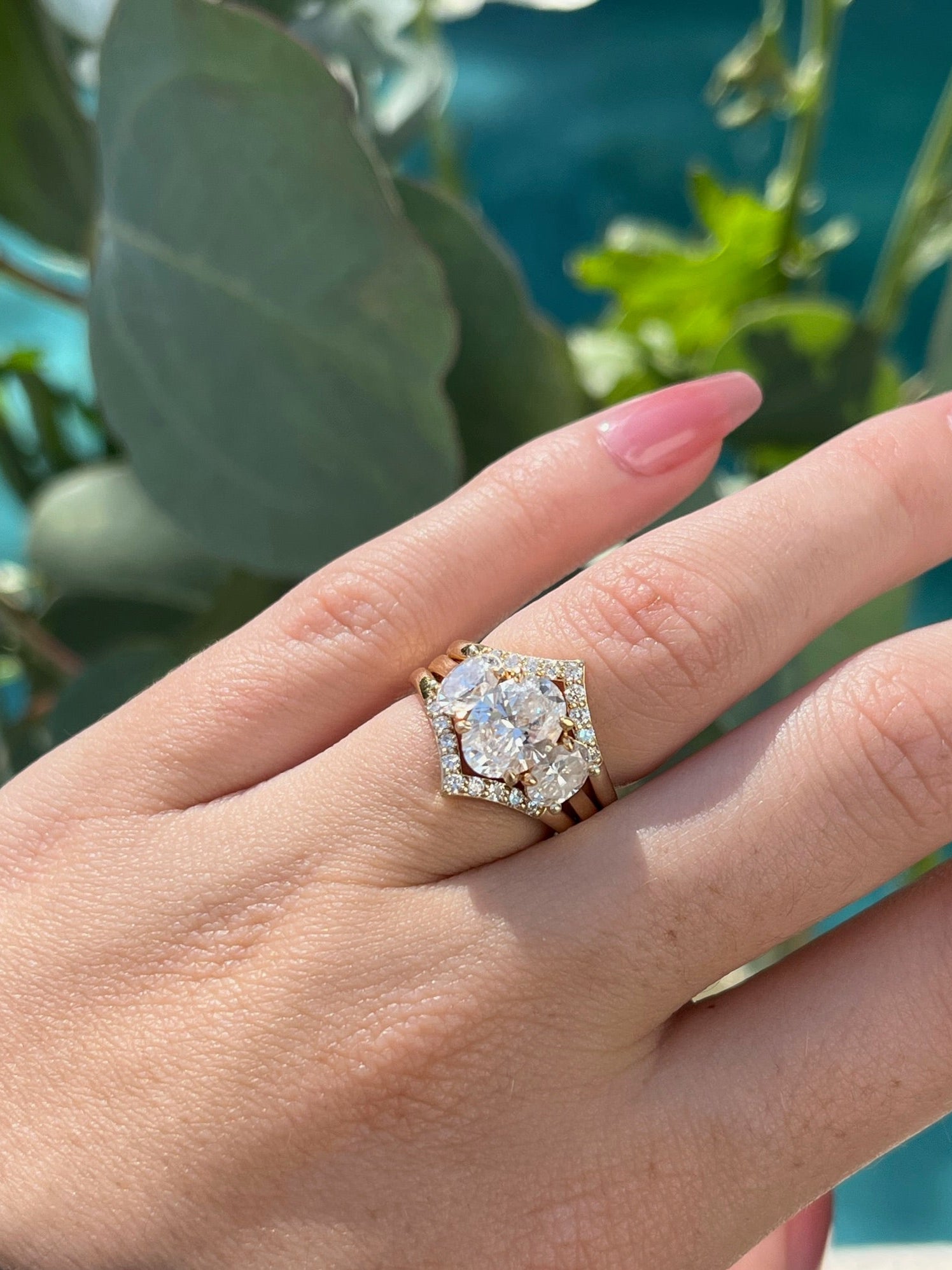 Marjorie Three Stone Oval Lab Diamond Engagement Ring Ready to Ship - MTD