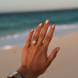 Aaliyah Three Stone Elongated Hexagon Moissanite Engagement Ring - MTD