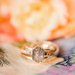 Grace | 3.05ct Elongated Hexagon Salt & Pepper Diamond Engagement Ring with Ombre Diamond Pave Band - MTD