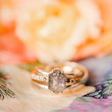 Grace | 3.05ct Elongated Hexagon Salt & Pepper Diamond Engagement Ring with Ombre Diamond Pave Band - MTD