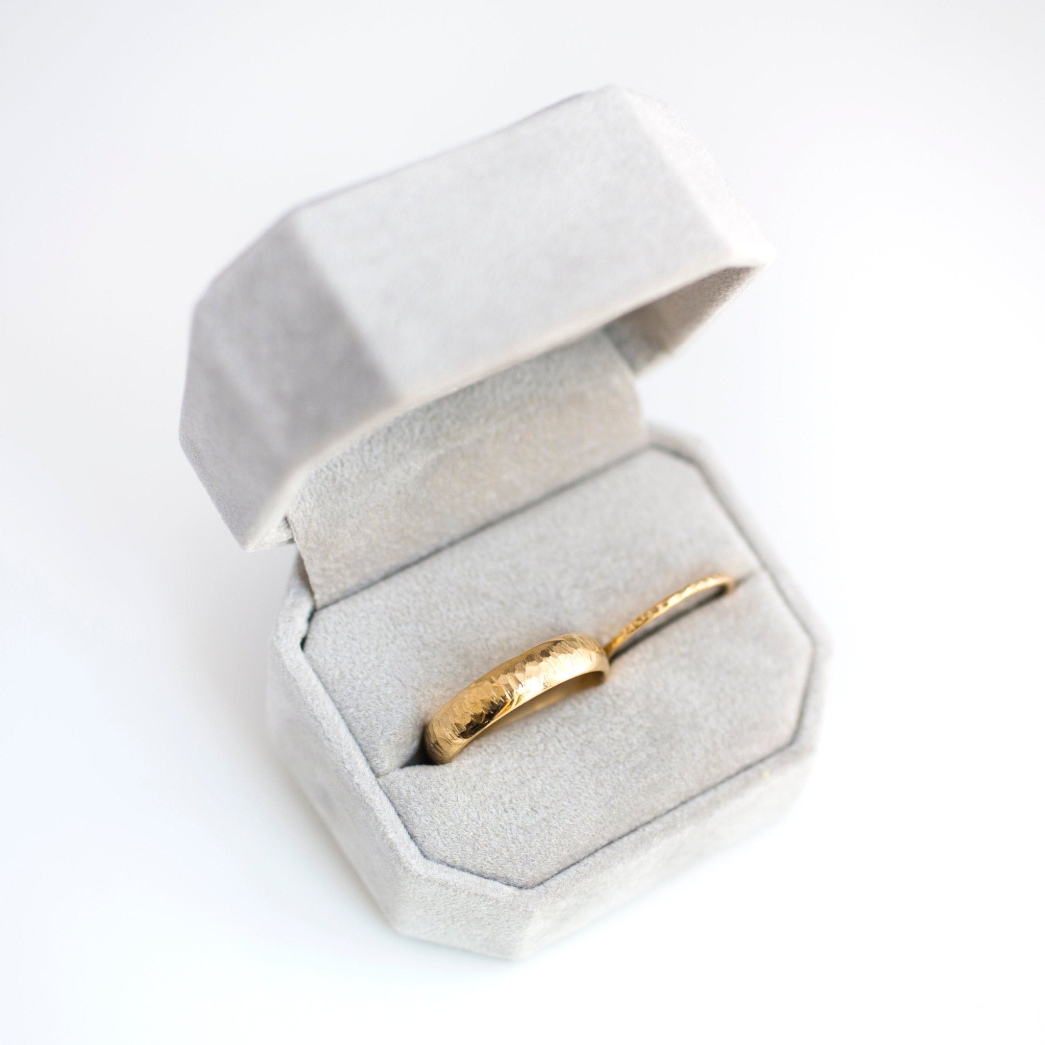 Bright Light Hammered Domed Men's Wedding Band - MTD