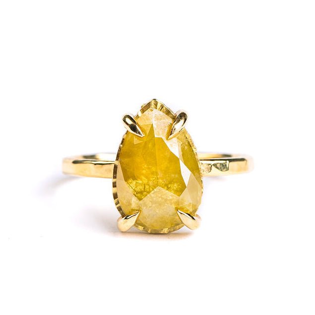 A Drop of Sunshine Yellow Pear Dimond Engagement Ring - MTD