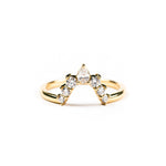 Large Deco V Band with Pear Diamond Curved Wedding Band - MTD