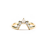 Large Deco V Band with Pear Diamond Curved Wedding Band - MTD