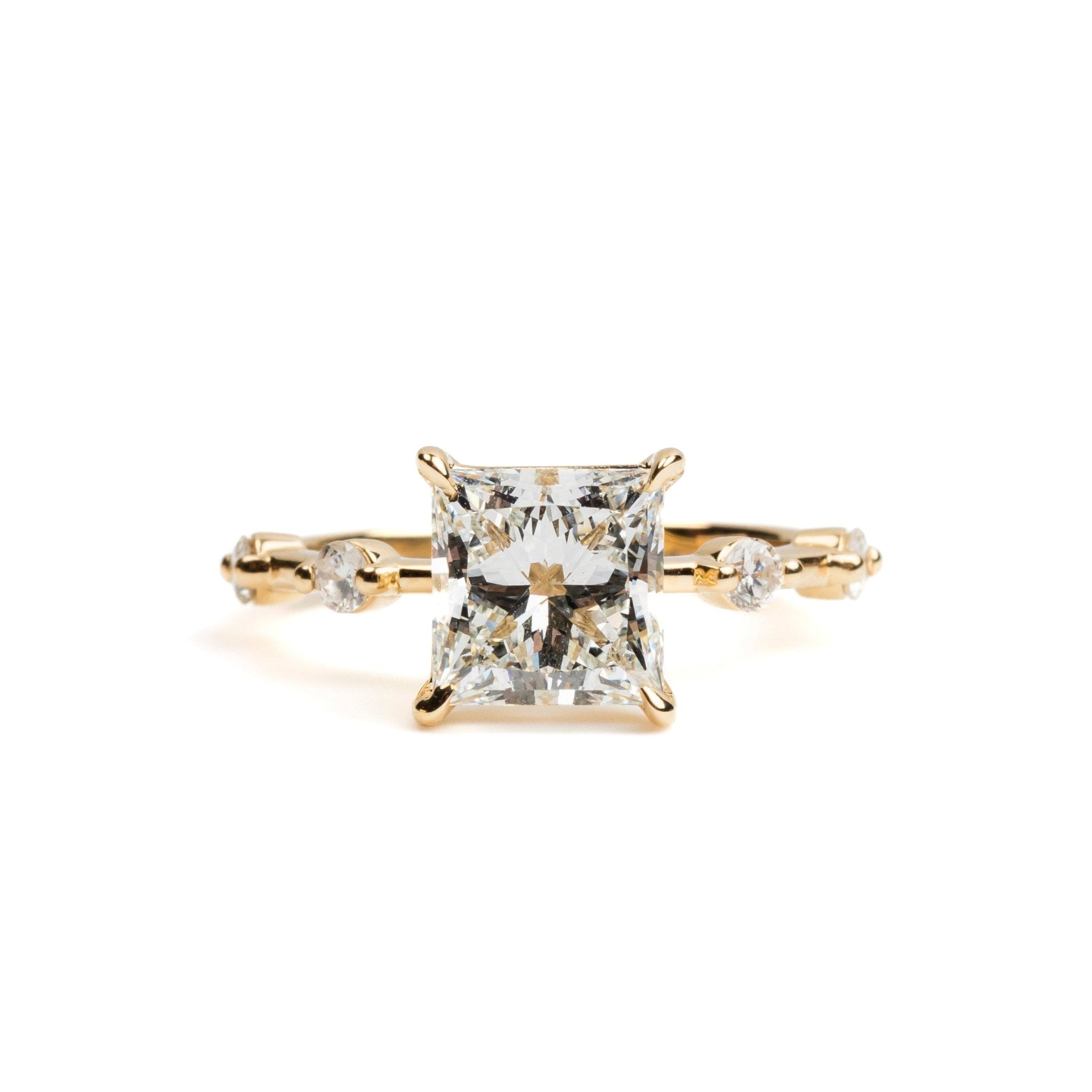 Eleanor Princess Cut Diamond Engagement Ring with Floating Diamond Band - MTD