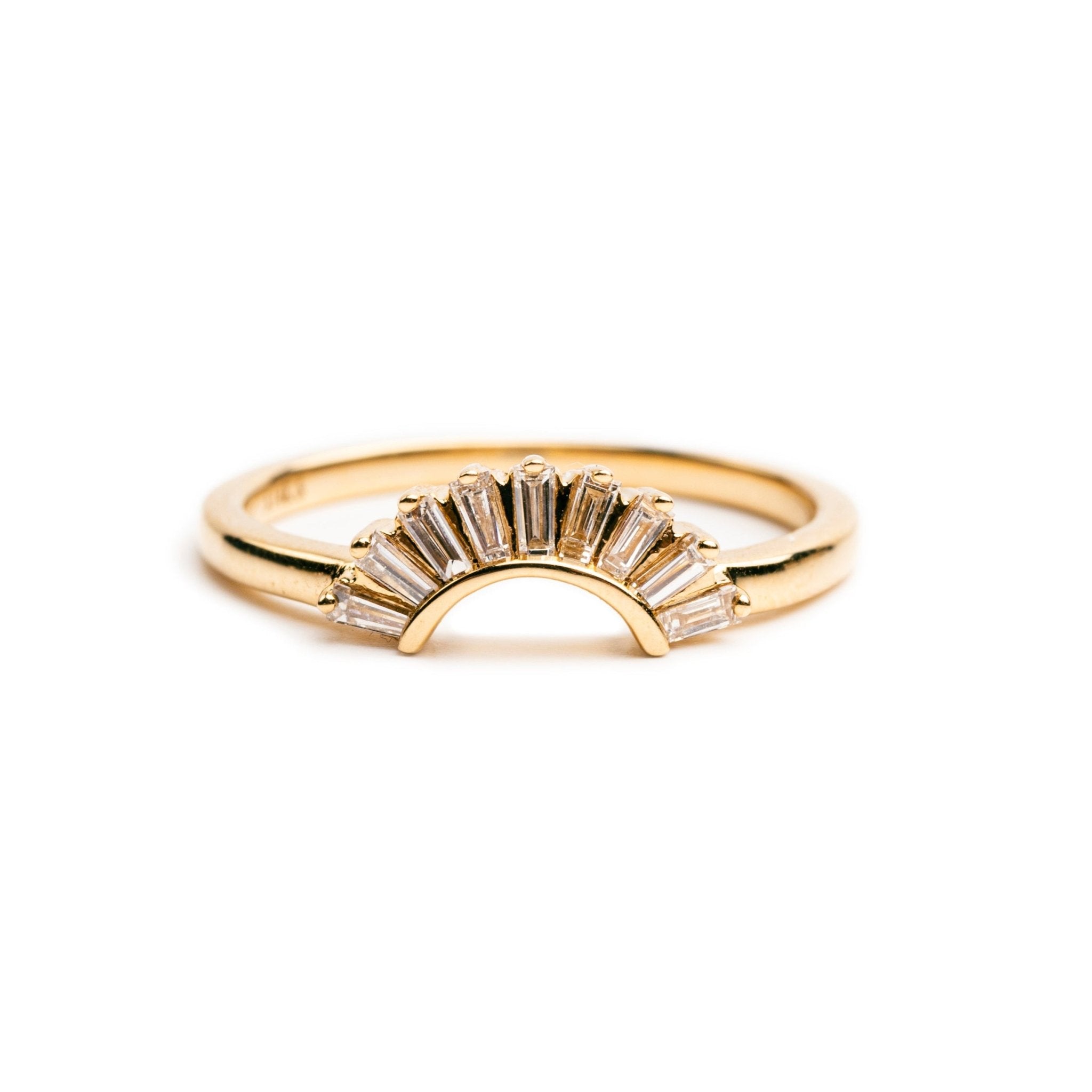 Sunburst Emerald Cut Diamond Wedding Band - MTD