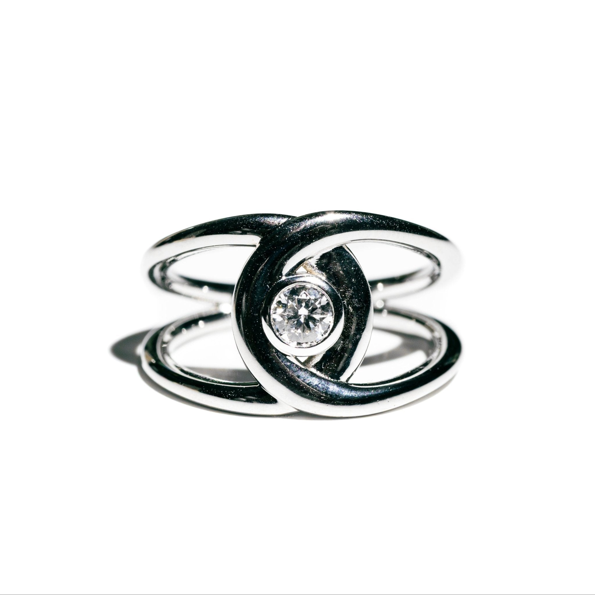 Stonebrook Infinity Style Bezel Set White Gold Round Diamond Engagement Ring - MTD