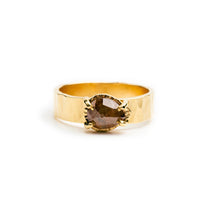 Lillian Salt and Pepper Pear Diamond Hammered Halo Wide Band Engagement Ring - MTD