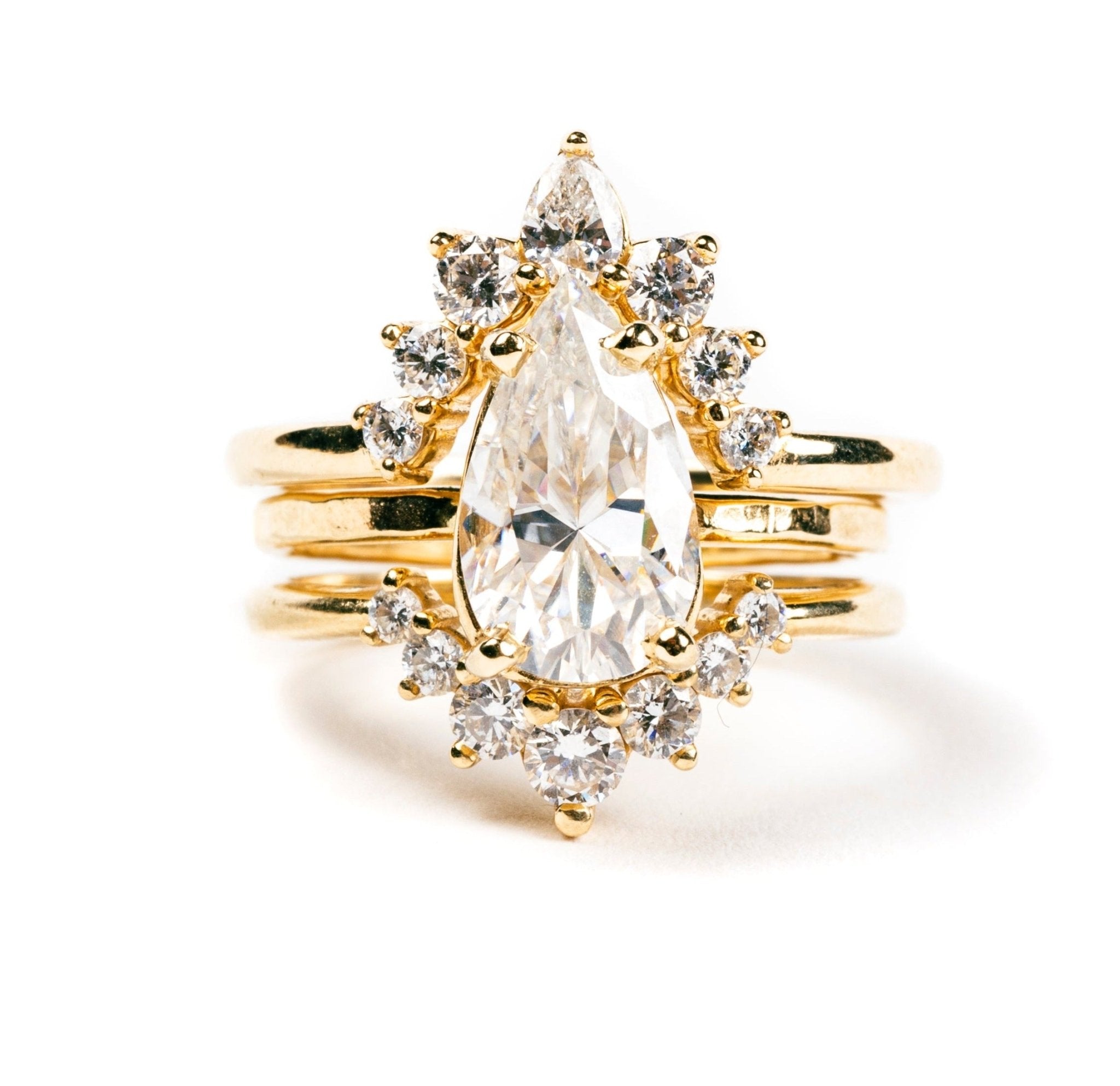 Regal Elongated Pear Engagement Ring Stacking Set - MTD