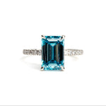 Morning Tide Blue Diamond Emerald Cut Engagement Ring - MTD